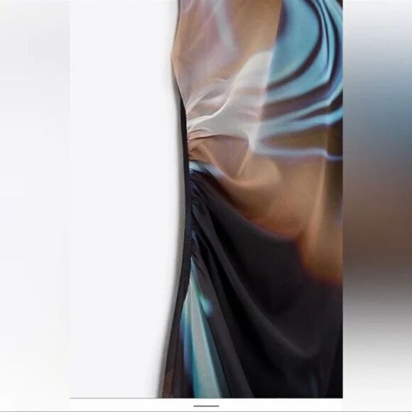 Zara blue blend PRINTED TULLE DRESS ZARA - Picture 16 of 16